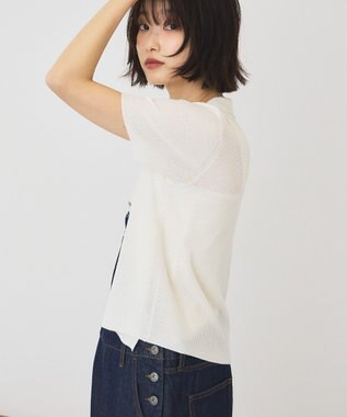 AMERICAN HOLIC 襟付きスキッパー半袖ニットポロ Off White