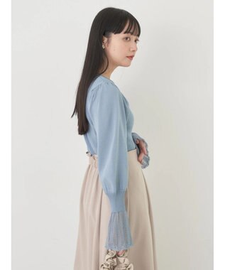 earth music&ecology 袖ポイントニットプルオーバー Blue