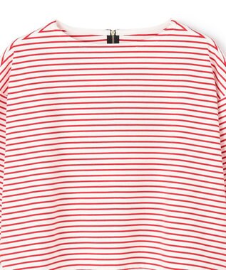 UNFILO ドライタッチリブ バックZIP ボーダートップス オフ×レッド