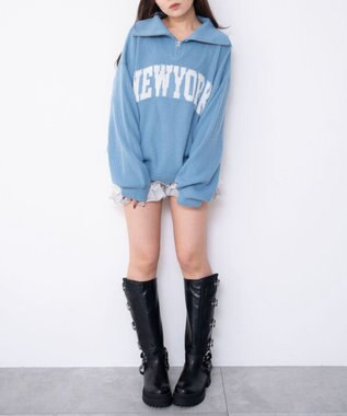 WEGO NEWYORKハーフジップニット サックス