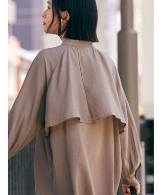 AMERICAN HOLIC バンドカラーフリルシャツチュニック Mocha