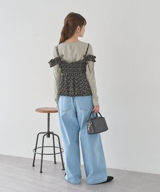 earth music&ecology フラワーペプラムビスチェ Black