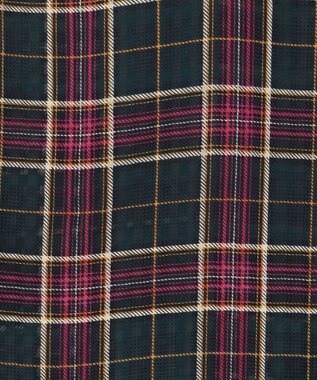 組曲 【洗える】シアーチェック 半袖ブラウス ダークグリーン系5