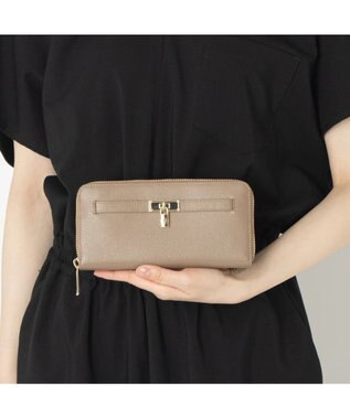 CLATHAS イヴェット ラウンド長財布 グレージュ