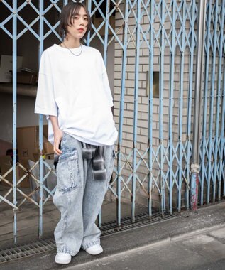 WEGO デニムカーゴパンツ デニム淡加工色