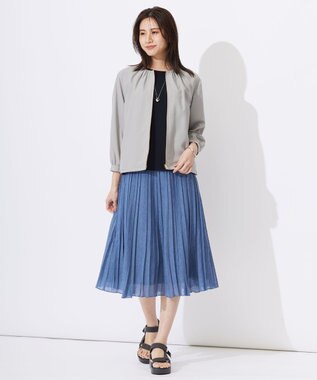 J.PRESS LADIES L 【洗える】80/1スパンタイプライター ノーカラー ブルゾン モカグレー系