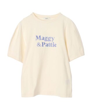 earth music&ecology フォルムスリーブ刺繍ロゴＴＥＥ Off White