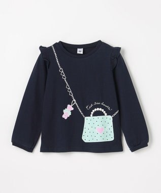 ANY KIDS 【WEB限定】7days プリント 長袖Tシャツ ネイビー×ポシェット