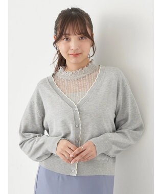 earth music&ecology ちびスカラップカーディガン Light Gray