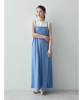 YECCA VECCA 【2点SET】シアーシャツ×Aラインキャミワンピース Navy