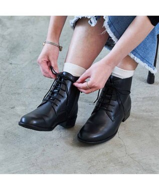 ing <ing>【WEB限定】【サスティナブルシリーズ】レースアップショートブーツ ブラック