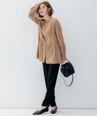 23区 S 【洗える】ドライダブルサテン ドロスト パンツ ブラック系