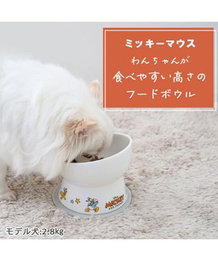 PET PARADISE ディズニー ミッキーマウス 高さのある フードボウル 白～オフホワイト