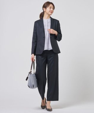 J.PRESS LADIES S OXIJEWEL ストレッチ ストレート パンツ ネイビー系