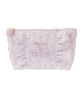 Maison de FLEUR リボンレオパードフリルポーチ Light Pink