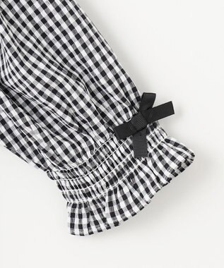 ANY KIDS 袖ギンガム 七分袖 Tシャツ ブラック×ブラックギンガム