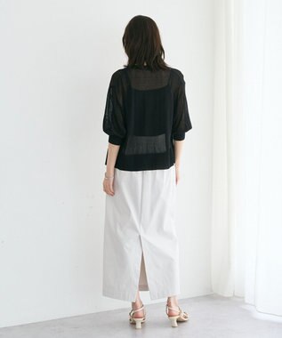 YECCA VECCA シアーニットVネックカーディガン Black