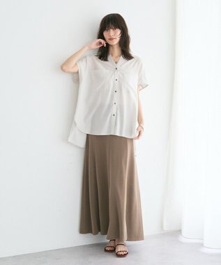 YECCA VECCA 【セットアップ可能】ポケットスキッパーシャツ Gray Beige