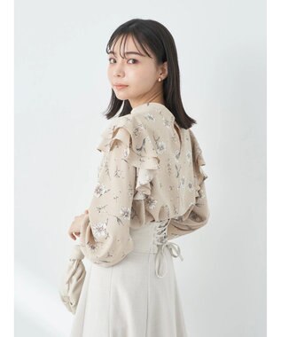 earth music&ecology フリルスリーブブラウス Blue