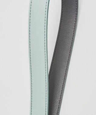 russet バイカラーレザーベルトフラットショルダーバッグ(SF-278) Sax