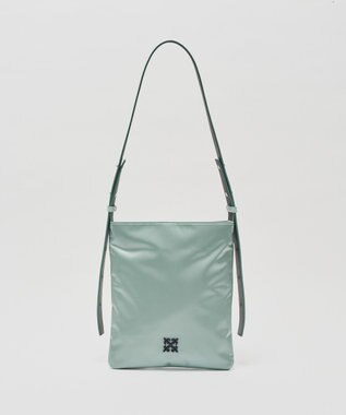 russet バイカラーレザーベルトフラットショルダーバッグ(SF-278) Sax