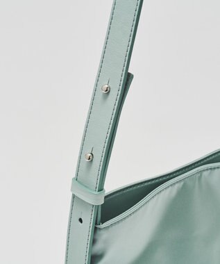 russet バイカラーレザーベルトフラットショルダーバッグ(SF-278) Sax