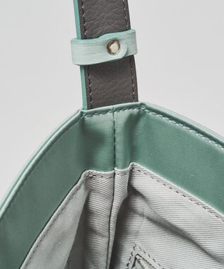 russet バイカラーレザーベルトフラットショルダーバッグ(SF-278) Sax