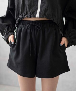 WEGO 【ウエストゴム】スウェットイージーショートパンツ ブラック