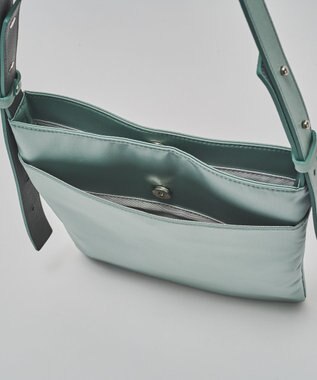 russet バイカラーレザーベルトフラットショルダーバッグ(SF-278) Sax