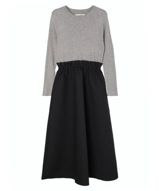 Green Parks ・ＥＬＥＮＣＡＲＥ　ＤＵＥニット＆ジャカードワンピース Gray Mixture