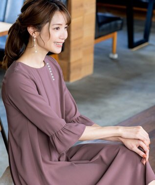 Tiaclasse 飴玉パールフレア袖ワンピース ピンク