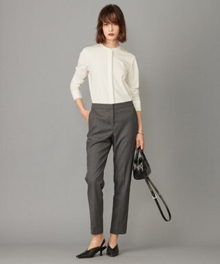 ICB L 【洗える】コンパクトモクロディ バンドカラーカットソー オフホワイト系