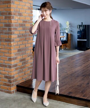 Tiaclasse 飴玉パールフレア袖ワンピース ピンク