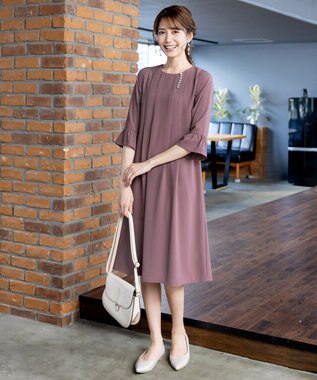 Tiaclasse 飴玉パールフレア袖ワンピース ピンク