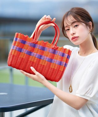 Tiaclasse パターンマルシェバッグ レッド