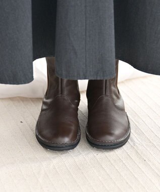 Pointer 本革軽量サイドゴアステッチショートブーツ ダークブラウン