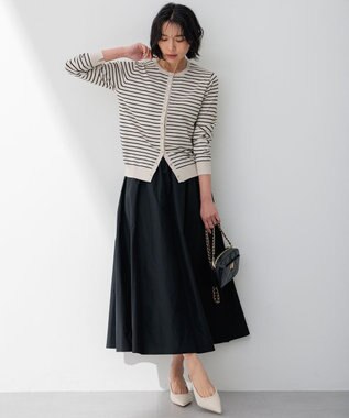 23区 【VERY5月号掲載/洗える】レーヨンポリエステルストレッチ カーディガン ベージュxブラックボーダー