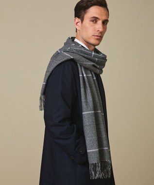 GOTAIRIKU 【カシミヤ100％】 幅広 マフラー_グレンチェック柄(40×180) グレー系8