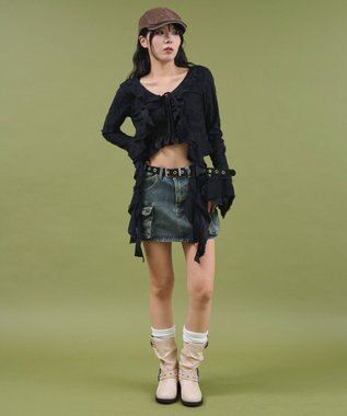 WEGO ハトメベルトカーゴデニムスカパン デニム