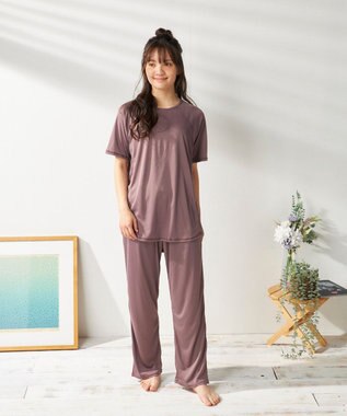 OP／FILA 【FILA】犬や猫の毛がつきにくいルームウェア上下セット/半袖 ダークパープル