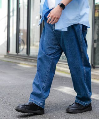 WEGO 【ユニセックス着用ITEM/手洗い可】バギーパンツ デニム中濃色