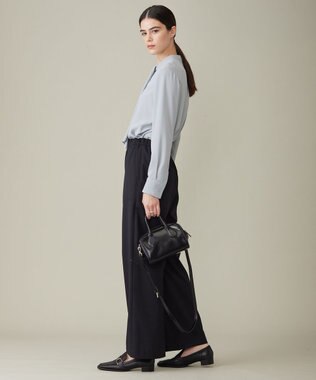 ICB 【洗える】 TWブロード ワイドストレートパンツ ブラック系