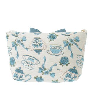 Maison de FLEUR ティーカップ柄ゴブランポーチ Off White