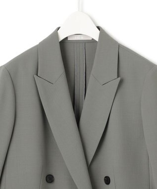 ICB ウール2WAYストレッチ ダブルブレストジャケット スモークグリーン系