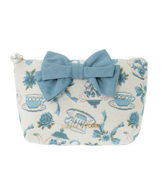 Maison de FLEUR ティーカップ柄ゴブランポーチ Off White