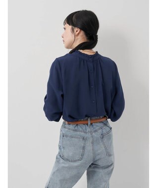 earth music&ecology ２ＷＡＹスタンドフリルブラウス Navy
