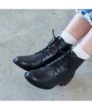 ing <ing>【WEB限定】【サスティナブルシリーズ】レースアップショートブーツ ブラック