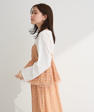 Green Parks ペプラムチェックキャミワンピース Orange
