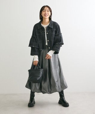 Green Parks ・ＤＯＵＢＬＥ　ＦＬＡＧＳ　フレアスリーブＧジャン Black