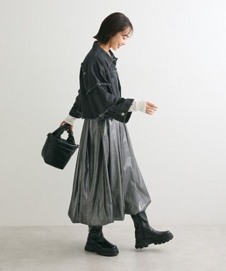 Green Parks ・ＤＯＵＢＬＥ　ＦＬＡＧＳ　フレアスリーブＧジャン Black